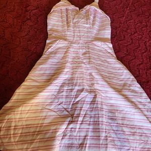 XXS fun dress white with pink stripes with POCKETS